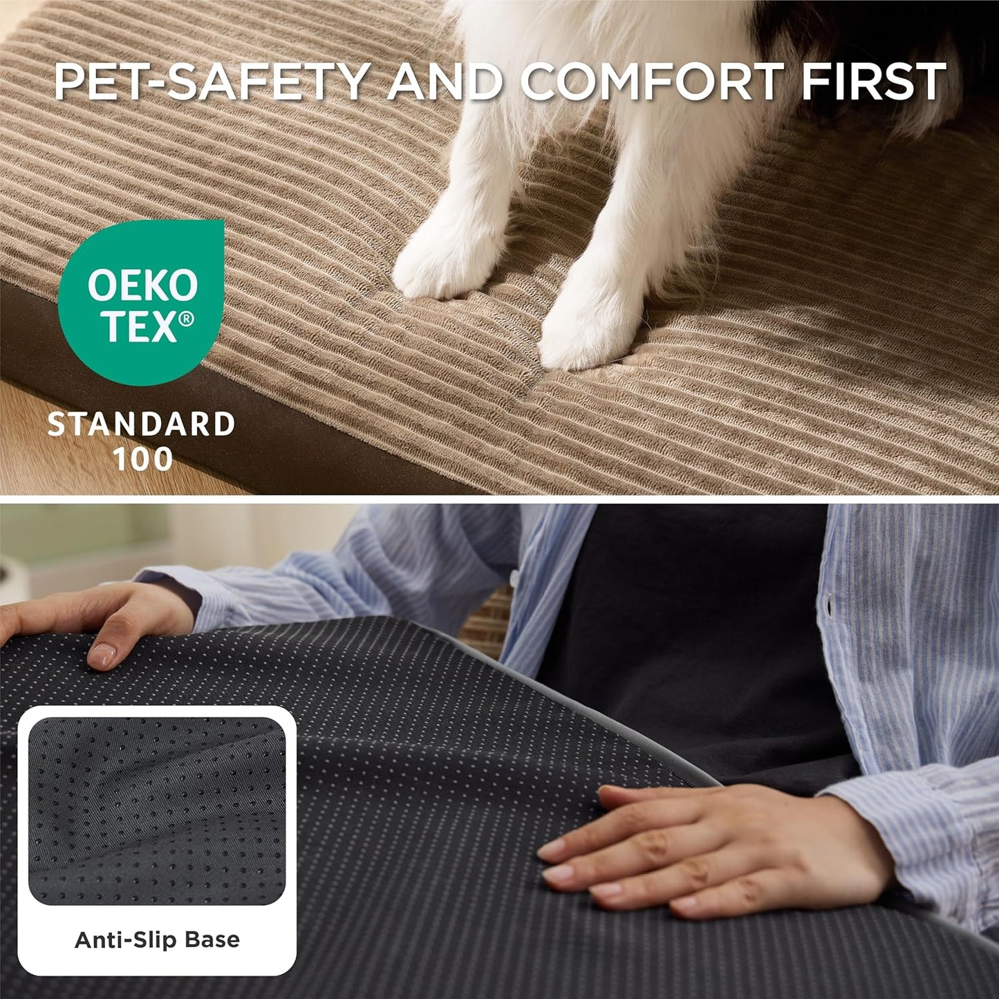 Bedsure XXL Dog Bed for Crate - Extra Large Orthopedic Pet Beds with Removable Machine Washable Cover, Egg Crate Foam Puppy Pad, Suitable for Pet Up to 100 lbs, 47"x29"