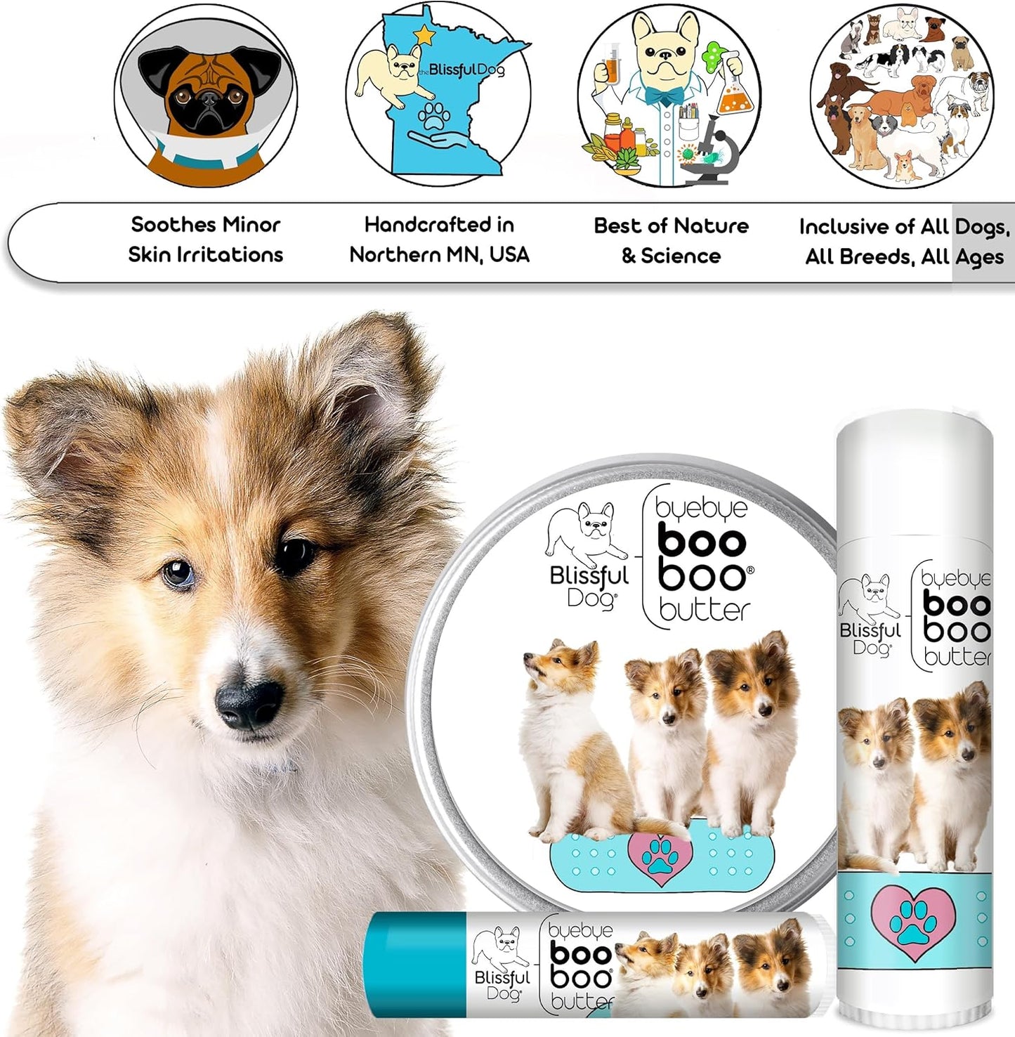 The Blissful Dog 8 oz TIN Shetland Sheepdog Booboo Butter