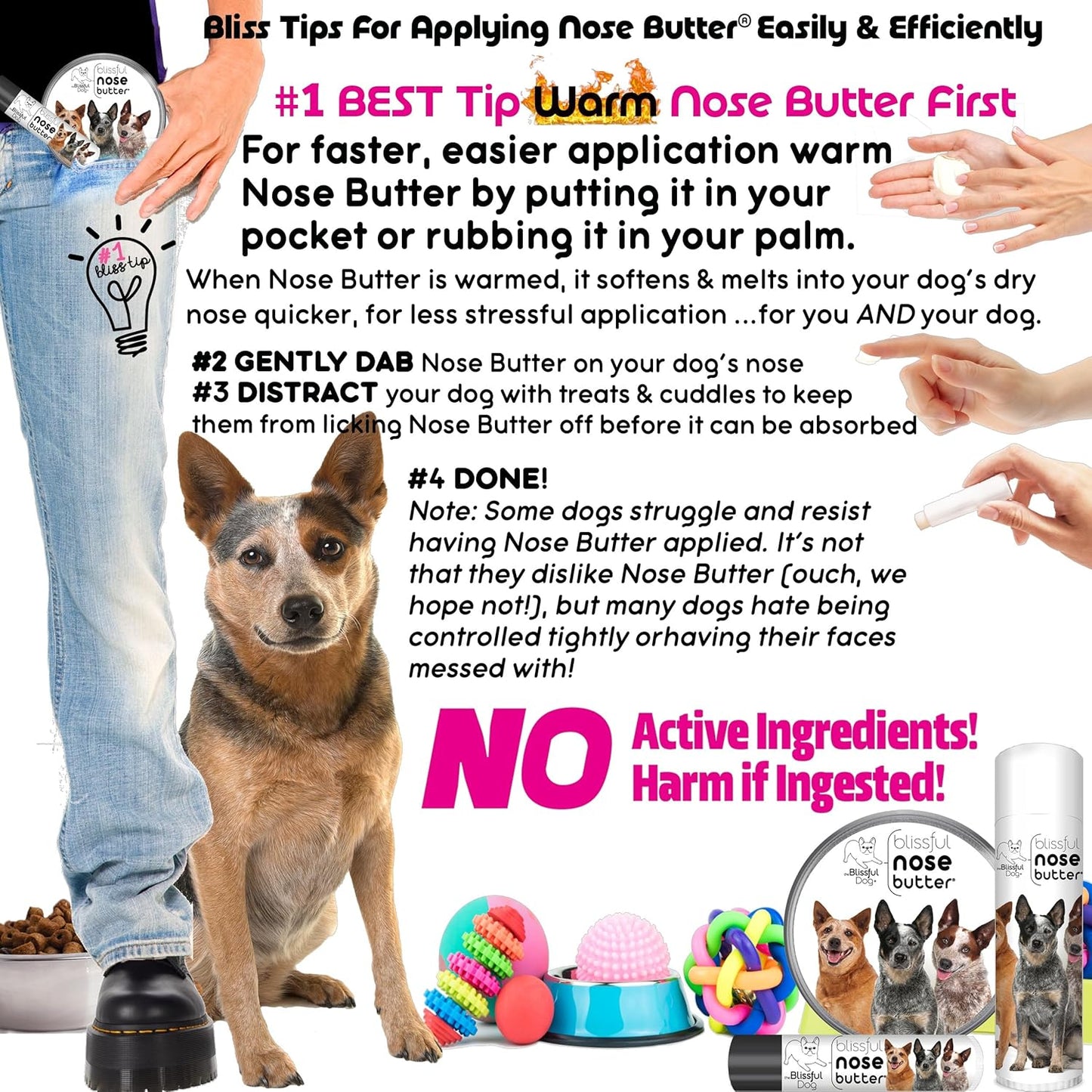 The Blissful Dog Australian Cattle Dog Unscented Nose Butter - Dog Nose Butter, 2 Ounce