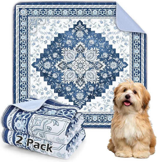 INVENHO 2PACK Washable Pee Pads for Dogs, Reusable Dog Pads Upgrade Non-Slip Dog Pee Pads Heavy Absorbency Puppy Pee Pads Quick Dry Whelping Pads/Waterproof Puppy Training Pad