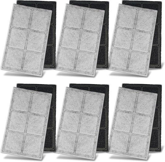Cat Water Fountain Replacement Carbon Filters Compatible with PetSafe Drinkwell Platinum Pet Fountain, Premium Pet Water Fountain Filter (BLACK, 12 PACK)
