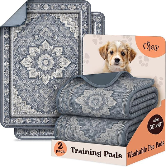 Super Absorbent Washable Pee Pads for Dogs (2-Pack) – Reusable Puppy Training Pads, 100% Waterproof & Leakproof Dog Pee Pads with Non-Slip Backing – Durable, Quick-Dry Pet Pads for Crates & Floors