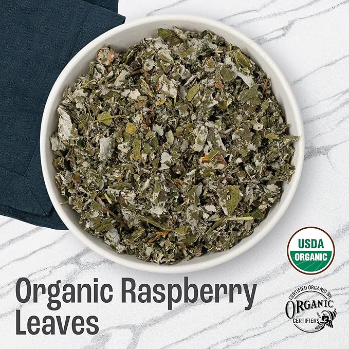 J MAC BOTANICALS, Organic Red Raspberry Leaf, Herbal Tea (16 Ounce Bag 200+ Cups) Cut & sifted Dried Leaf