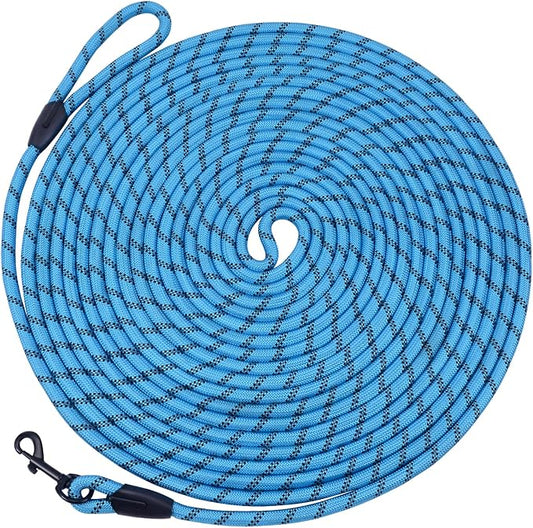 Long Dog Leash for Training 20Ft-Reflective Nylon Rope with Swivel Hook-Recall Agility Lead for Large Small Medium Dogs Outside Walking Hiking-Sky Blue