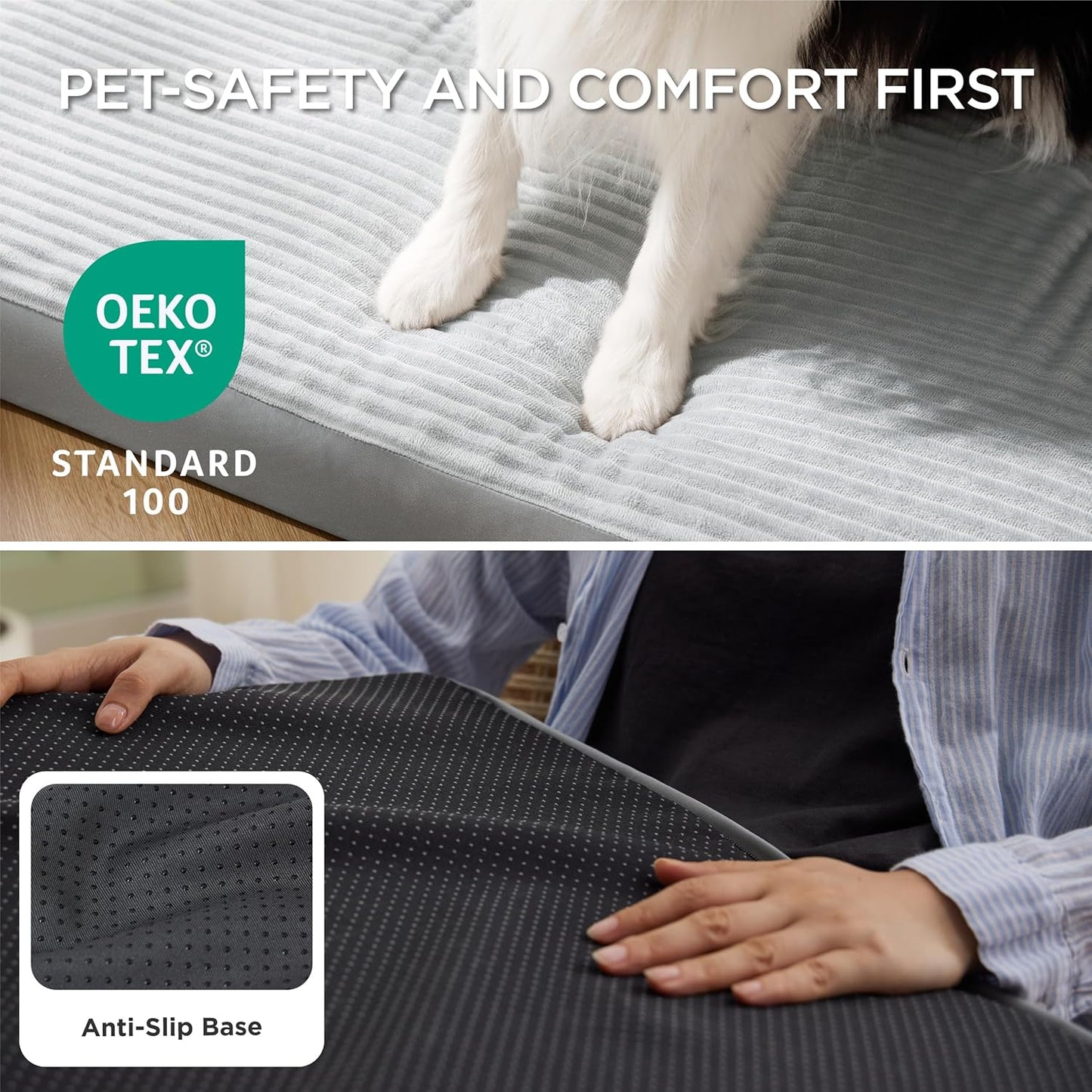 Bedsure XXL Dog Bed for Crate - Extra Large Orthopedic Pet Beds with Removable Machine Washable Cover, Egg Crate Foam Puppy Pad, Suitable for Pet Up to 100 lbs, 47"x29"