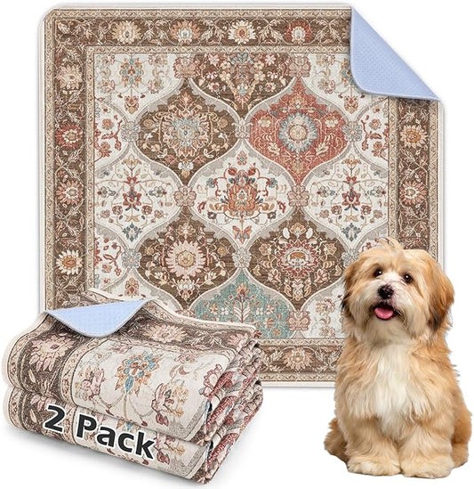 INVENHO 2PACK Washable Pee Pads for Dogs, Reusable Dog Pads Upgrade Non-Slip Dog Pee Pads Heavy Absorbency Puppy Pee Pads Quick Dry Whelping Pads/Waterproof Puppy Training Pad