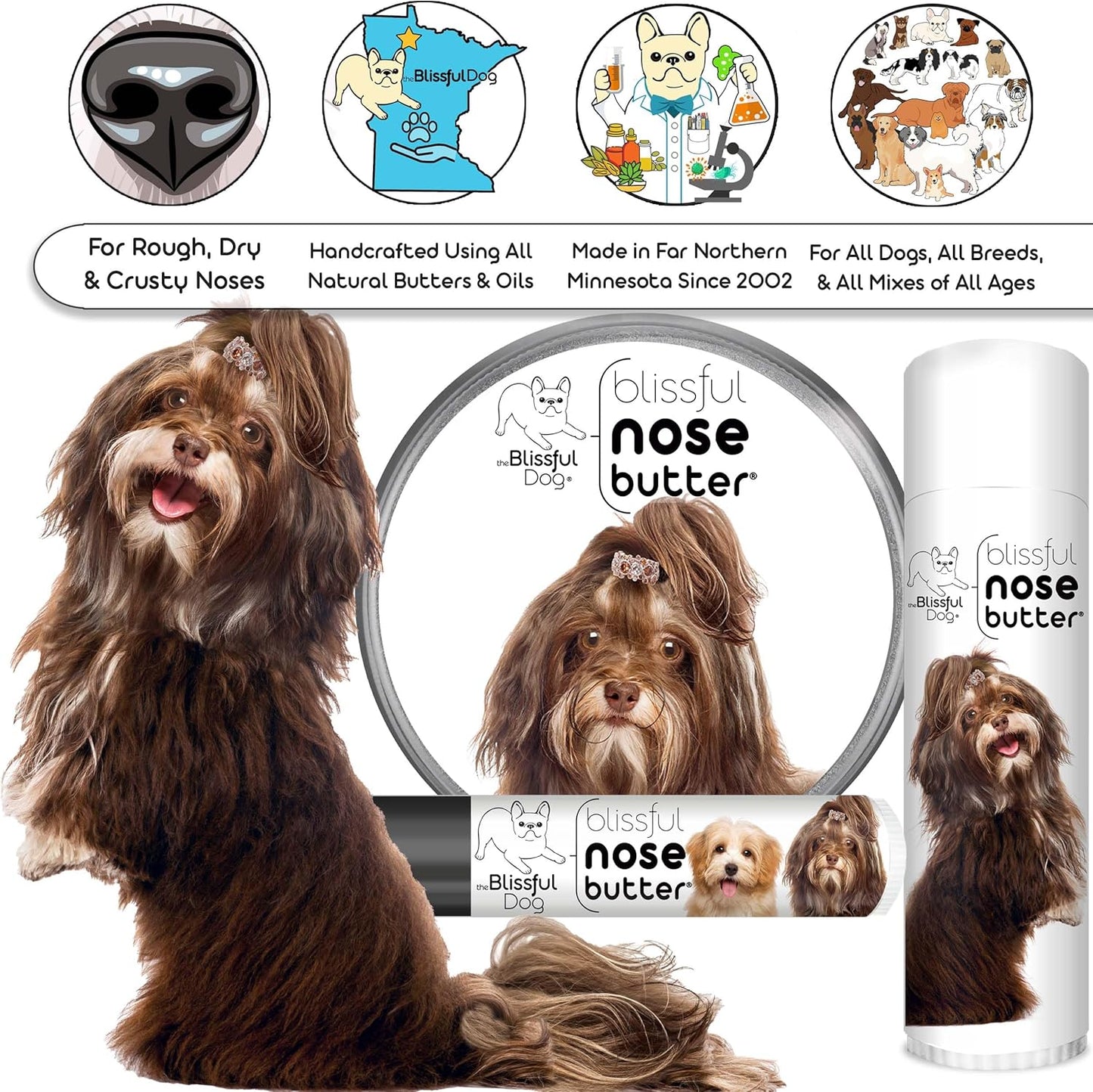 The Blissful Dog Havanese Unscented Nose Butter - Dog Nose Butter, 16 Ounce