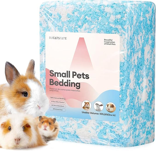 BUCATSTATE Hamster Bedding 101L, 99% Dust-Free Guinea Pig Bedding Odor Control Paper Bedding, Cozy Small Animal Bedding for Rabbit Rat Syrian Dwarf Hamsters Gerbils (Blue)