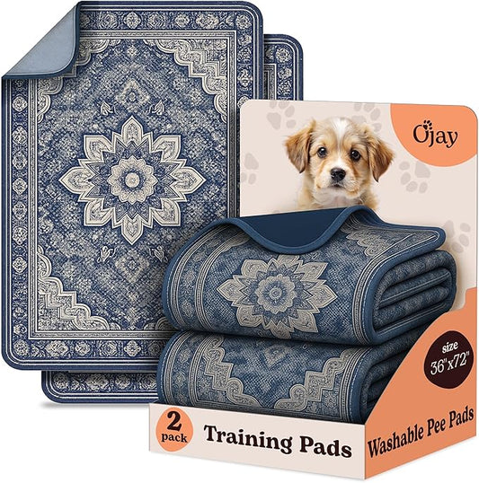Super Absorbent Washable Pee Pads for Dogs (2-Pack) – Reusable Puppy Training Pads, 100% Waterproof & Leakproof Dog Pee Pads with Non-Slip Backing – Durable, Quick-Dry Pet Pads for Crates & Floors