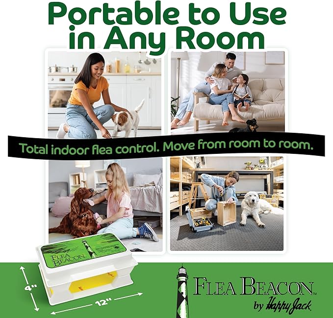 Happy Jack Flea Beacon Kill Fleas in House, Attracts, Traps Indoor Bugs, Breaks Breeding Cycle Before Adults Lay Eggs, Safe, Fast, & Clean Way to Get Rid of Indoor Pests, Made in USA