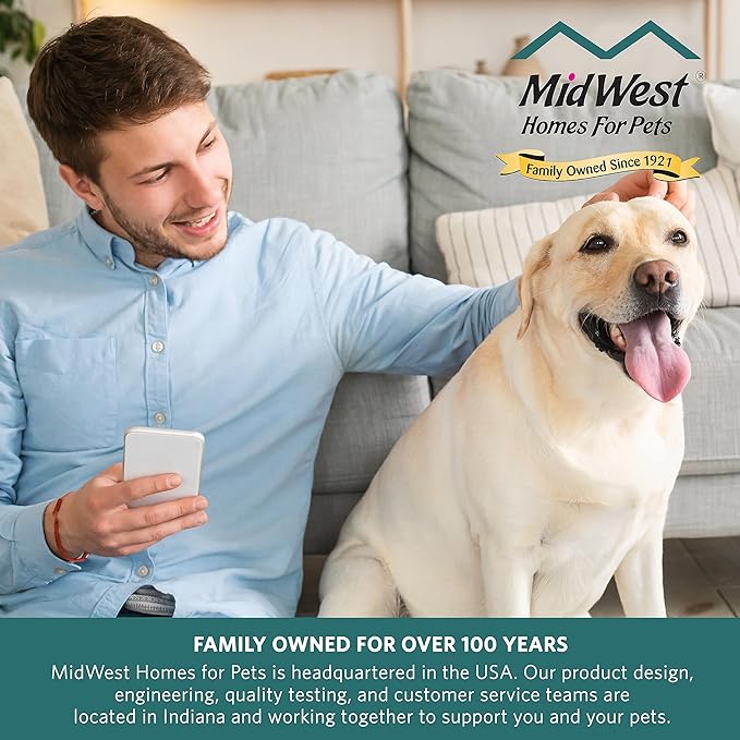 MidWest Homes for Pets Double Door 42-inch Dog Crate Kit, Bundle Includes a Two-Door Cage, Matching Gray Bed and Crate Cover, For Large Sized Breeds