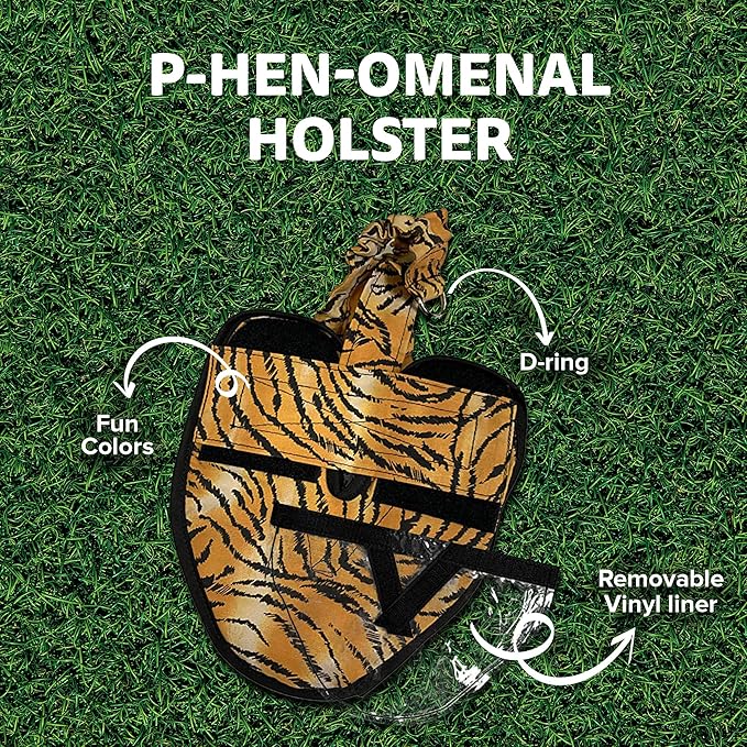 Hen Holster Wrap-Around Bird Diaper & Harness for Hens, Roosters, Ducks, Geese - with Removable Vinyl Liner, Adjustable Fit for Outdoor Adventures & Indoor Use - Easy to wear - XL, Tiger