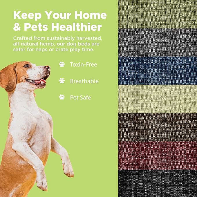 X-Small -24 x 18 x 4 - Blueberry Premium Organic Hemp Dog Bed - Organic Latex Fill - Removeable Cover