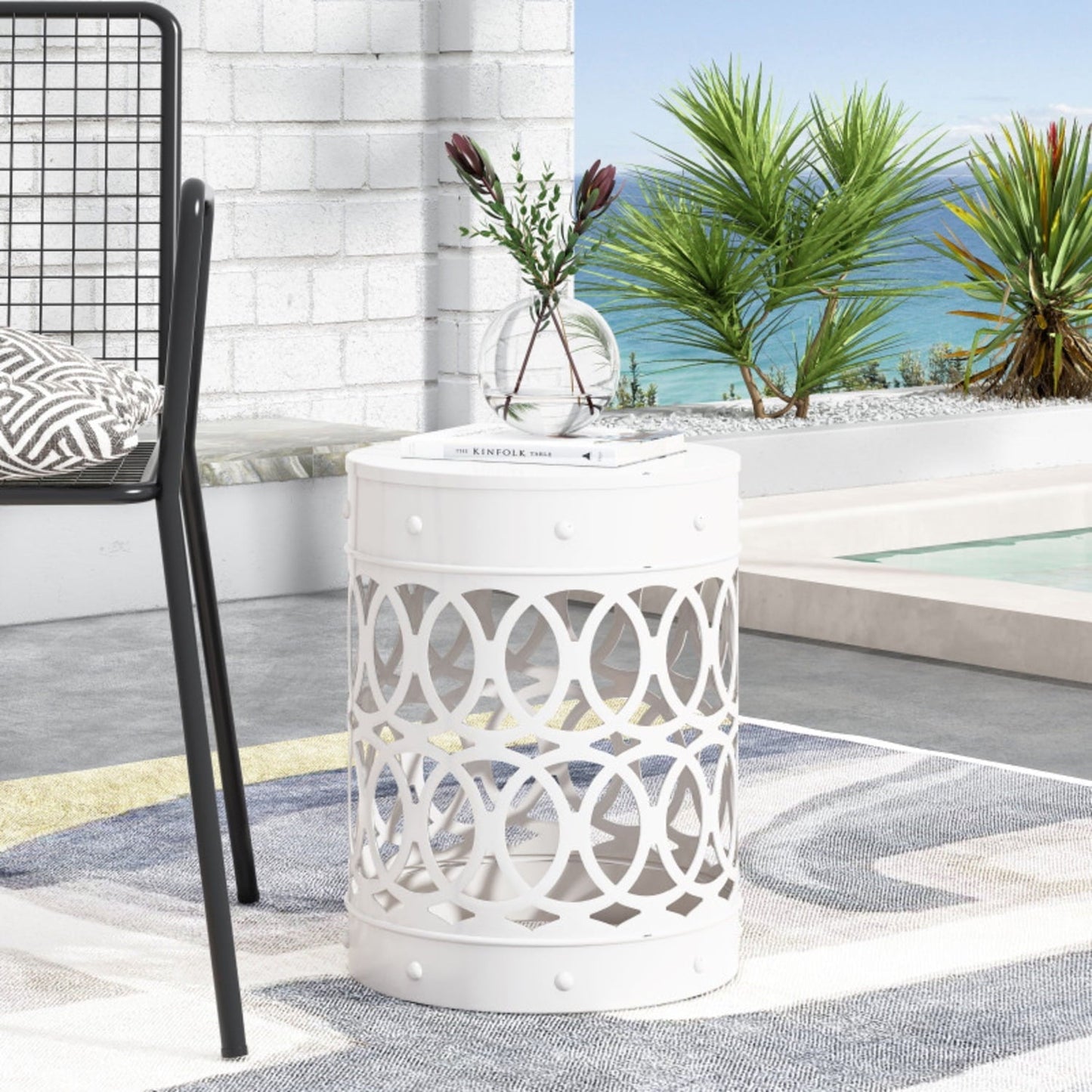 DIANJIE Outdoor Metal end Table Large