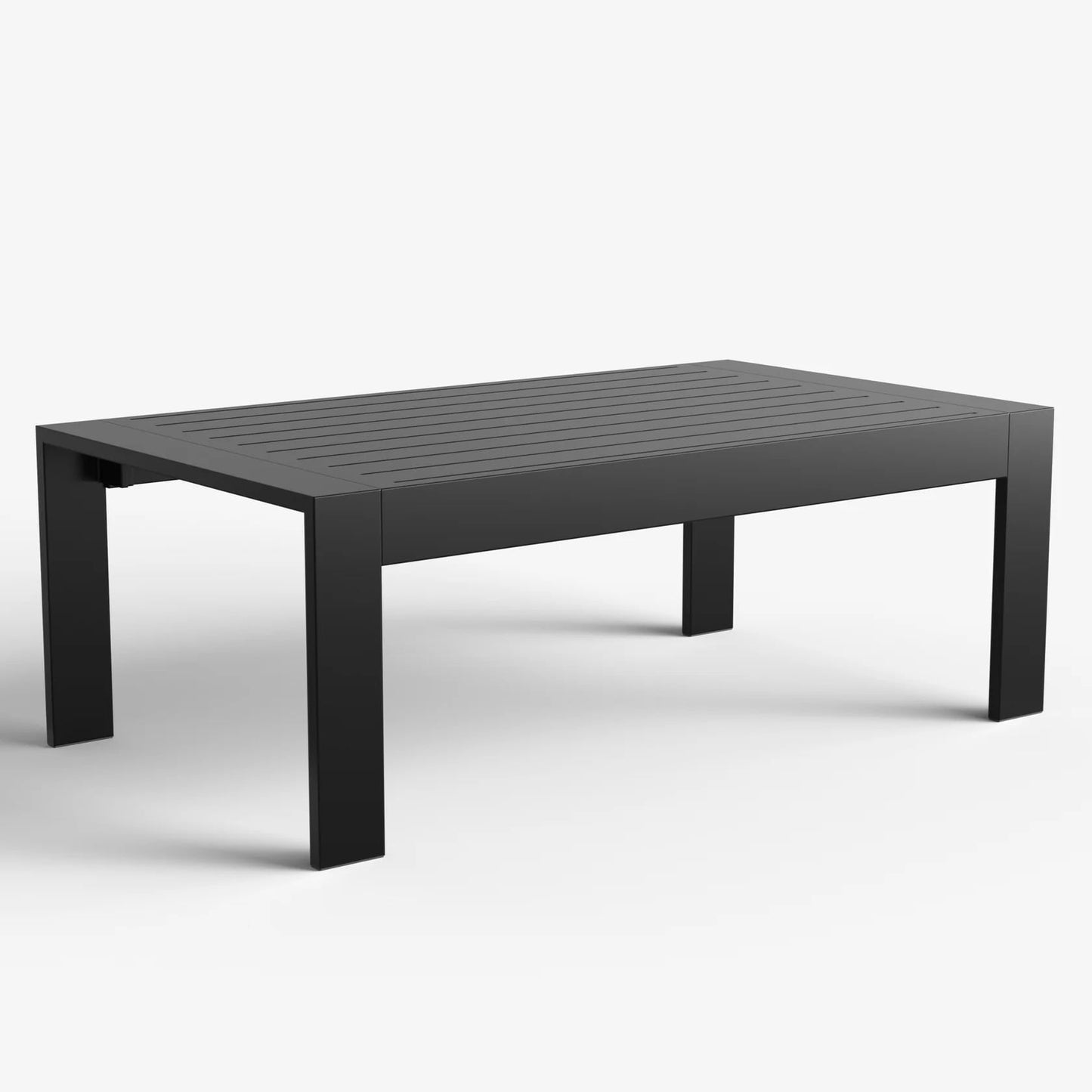 LayinSun Aluminum Outdoor Patio Coffee Table Modern Rectangle All-Aluminum End Table with Metal Frame