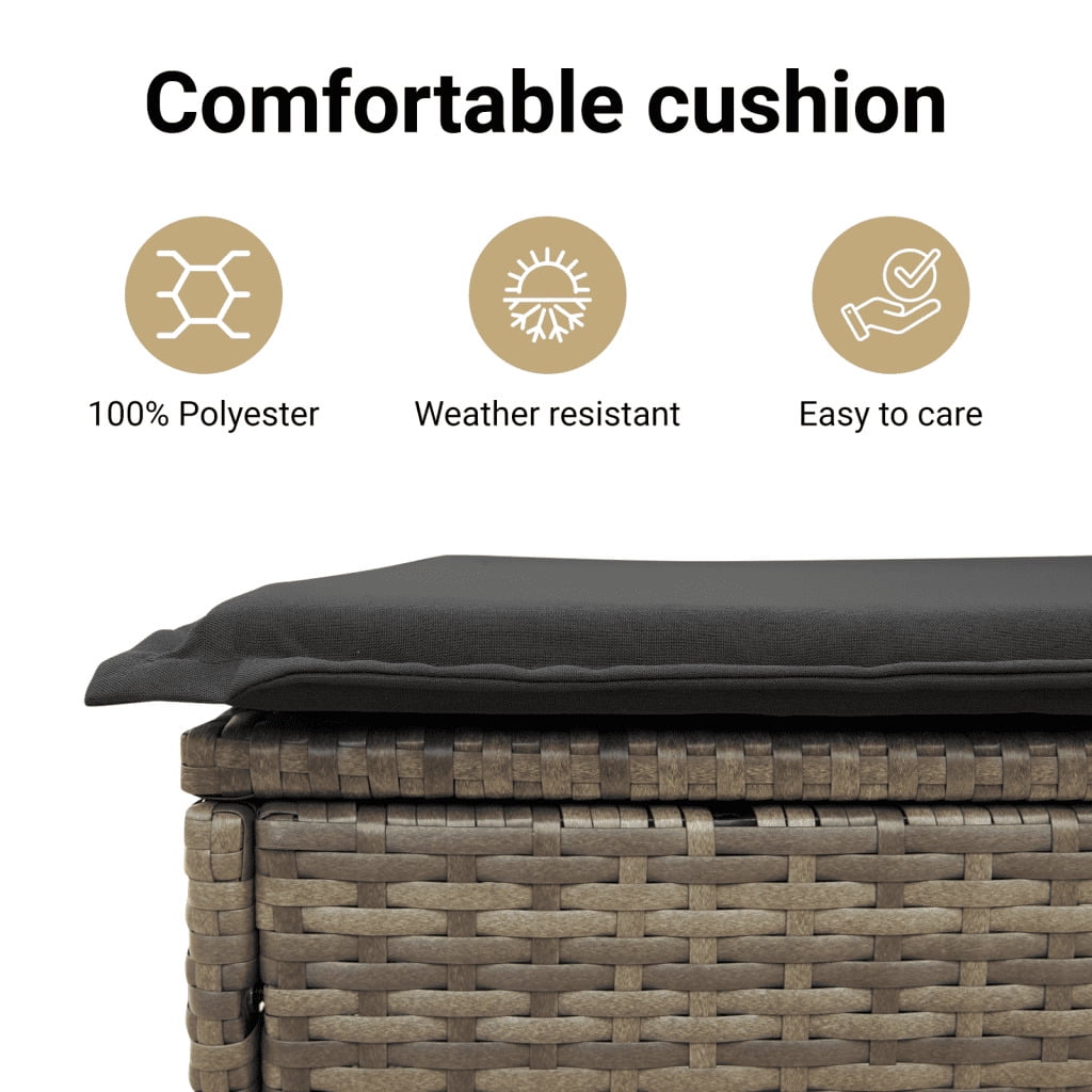 vidaXL Garden Sofa Set Grey PE Rattan 6 Piece Set Adjustable Feet