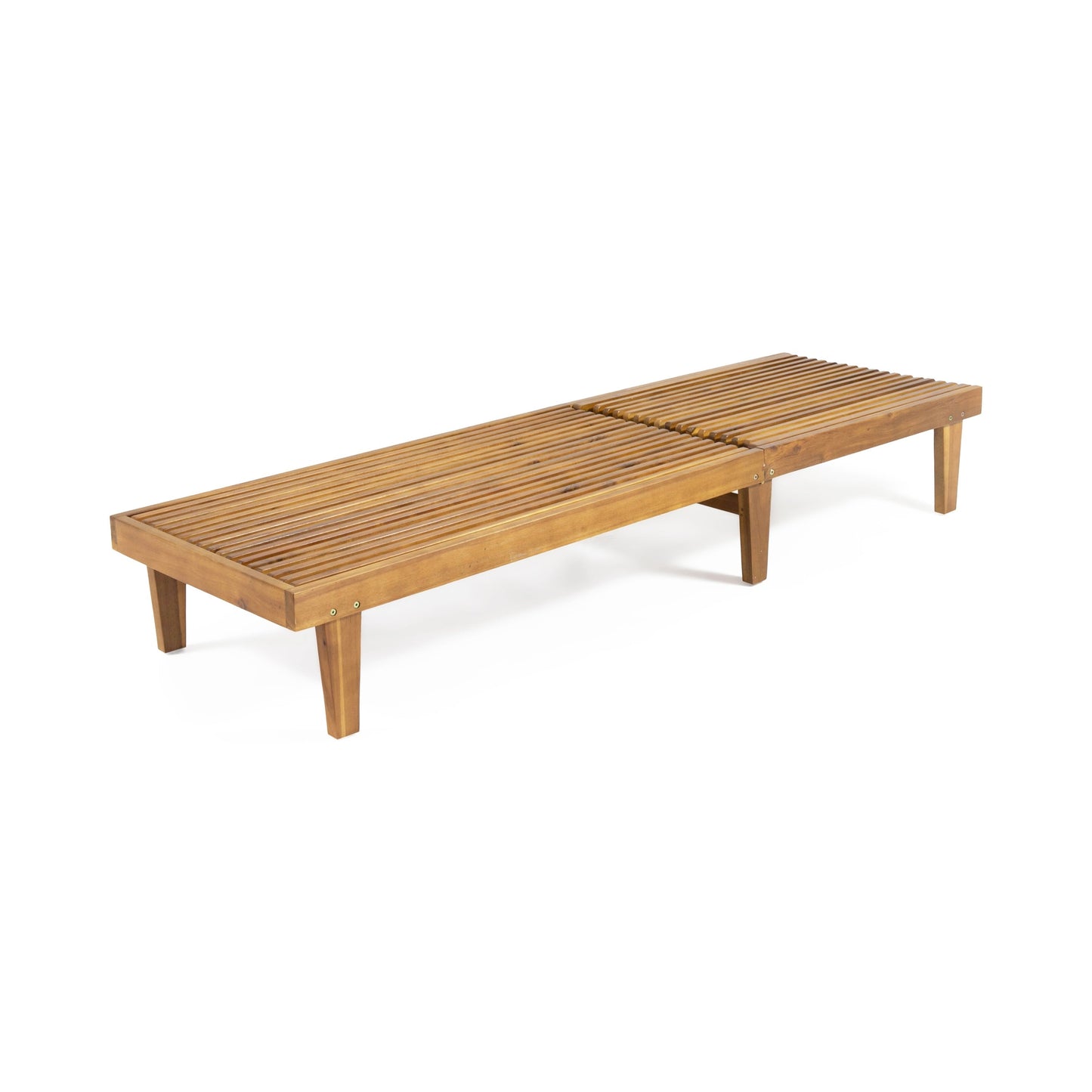 Shihatsusr Adjustable Teak Chaise Lounge - Waterproof Slatted Design, 3-Position Recline for Poolside & Patio, All-Weather Outdoor Lounge Chair